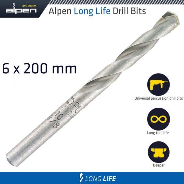 MASONRY BIT LONG LIFE 6 X 200MM